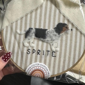 Needle felted dog Embroidered name hoop Labrador Retriever memorial rainbow bridge Personalized embroidery Custom pet parent gift Wall art image 17