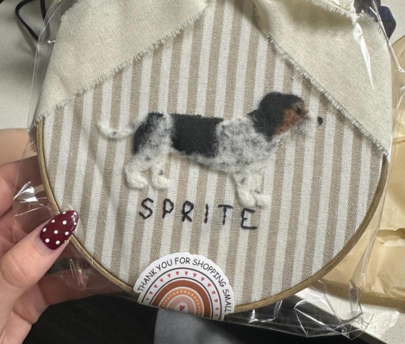 Needle felted dog Embroidered name hoop Labrador Retriever memorial rainbow bridge Personalized embroidery Custom pet parent gift Wall art image 17