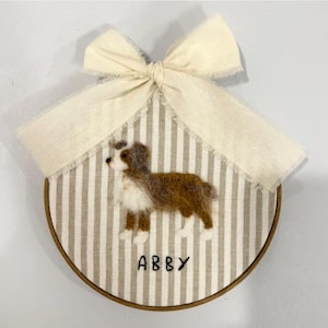 Needle felted dog Embroidered name hoop Labrador Retriever memorial rainbow bridge Personalized embroidery Custom pet parent gift Wall art image 6