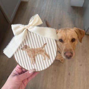 Needle felted dog Embroidered name hoop Labrador Retriever memorial rainbow bridge Personalized embroidery Custom pet parent gift Wall art image 8