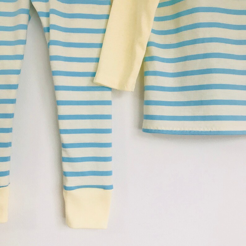 2-3 years size night wear organic cotton Last one blue lounge wear yello Organic Azure stripes pyjamas baby toddler pyjamas natural