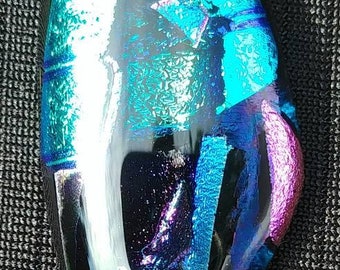 Blue and purple dichroic glass pendant fused glass