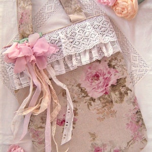 Shabby Rose Tote Shabby Bag Shabby Vintage Purse Shabby Chic Bag Shabby Fabric Bag Shabby Chic Tote Bag Shabby Chic Bags