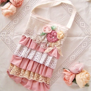 Shabby Ruffle Tote Shabby Bag Shabby Chic handbag Shabby Ruffle purse shabby tote bag Shabby chic bag Handmade shabby chic bag Shabby Chic