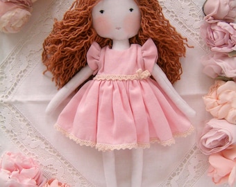 Handmade rag Doll, Gifts Baby girl 1yr old , Handmade rag doll, Handmade cloth rag doll,Handmade heirloom doll, Baby girl gift
