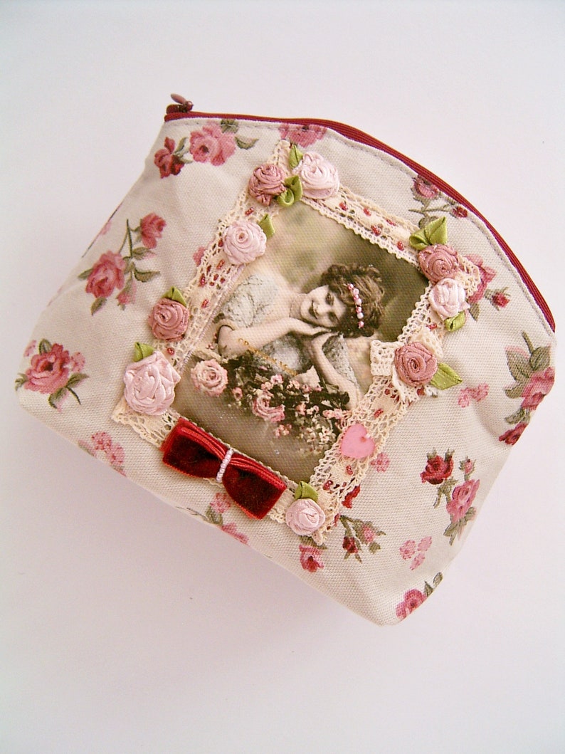 Shabby Chic Roses Makeup Bag With a Beautiful Vintage Image Etsy
