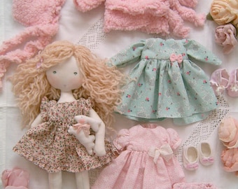 Waldorf doll - blonde doll - pink clothing set