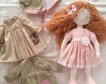 Brown hair Waldorf Inspired Doll with clothes handmade waldorf doll, handmade waldorf inspired doll, new baby girl gift, handmade waldorf