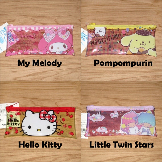 Hello Kitty Clear Pencil Case Pen Pouch Japan Pompompurin Little Twin Stars