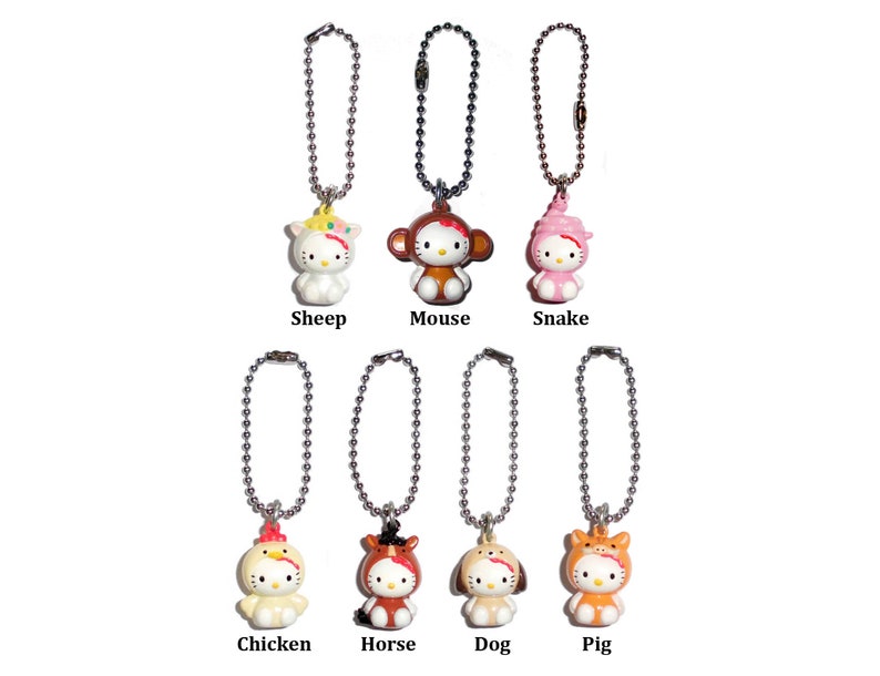Japan Sanrio Hello Kitty Bell Keychain Mascot Charm Zodiac Etsy