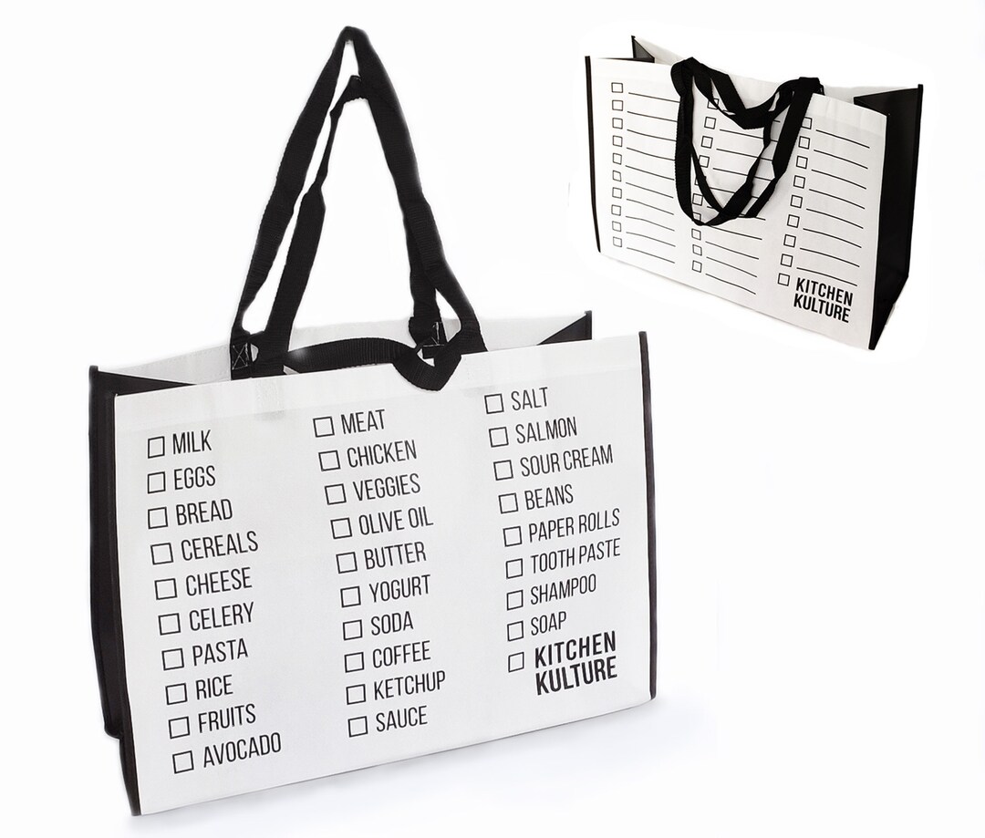 Heavy Duty Grocery Bag Reusable Foldable Double Handles Big Washable