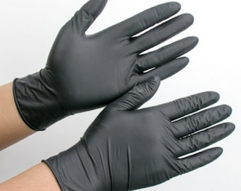 Strong Durable Black Nitrile gloves. Small - X-LARGE available. Medical / Exam grade. Box of 100
