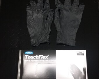 Strong Durable Black Nitrile gloves. Small - X-LARGE available, No Powder. Box of 100
