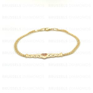 10K Two Tone Heart Gold Chain Bracelet For Women, 7&quot;, Real Gold Bracelet, Yellow Gold, Rose Gold, Ladies Bracelet