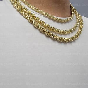 10K Real Yellow Gold Rope Chain Necklace, 7MM 8MM 9MM Thick, 18" 20" 22" 24" 26" 28" 30" Inch, Real Gold Chain, Diamond Cut Chain, Men Women image 3