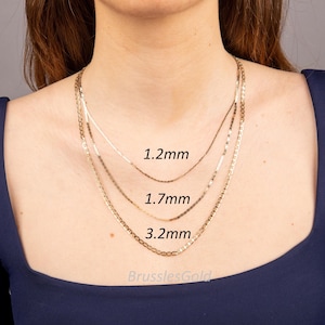 14K Solid Yellow Gold Mariner Link Chain Necklace, 1.2MM To 6MM Thick, 16&quot; 18&quot; 20&quot; 22&quot; 24&quot; 30&quot; Inch, Real Gold Chain, Women Gold Chain