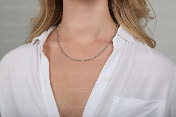 JewelryAffairs Catena In Oro Bianco 14K Con Maglia Rolò, Spessore 2,3 Mm, Lunghezze 40-76 Cm, Chiusura A Moschettone, Confezione Regalo