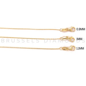 14K Yellow Gold Cable Chain Necklace, 16&quot; 18&quot; 20&quot;, 0.9mm 1mm 1.1mm Thick, Solid Gold Chain, Real Gold Chain, 14K Solid Gold Necklace, Women