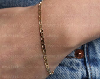 14K Solid Yellow Gold Mariner Bracelet, 3.2mm Thick, 7" Long, Real Gold Bracelet, Thin Gold Bracelet, SOLID GOLD Links, 14K Gold, Women