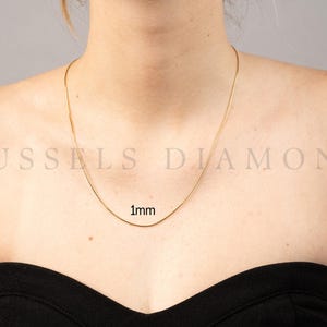 14K Solid Yellow Gold Snake Necklace Chain, 1MM Thick, 16&quot; 18&quot; 20&quot; 24&quot; Inch, Real Gold Necklace, SOLID GOLD, Thin Gold Chain, Women
