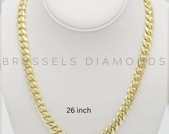 14K SOLID Yellow Gold Miami Cuban Chain Necklace, 10MM Thick, 22&quot; 24&quot; 26&quot; 30&quot; Inch, Real Gold Chain, SOLID Gold LINKS, Cuban Chain, Men