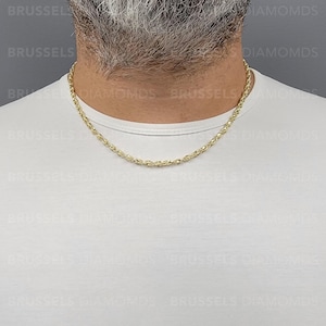 10K Solid Yellow Gold Turkish Rope Chain Necklace, 2.5MM 3MM 3.5MM 4.5MM Thick, 16&quot; 18&quot; 20&quot; 22&quot; 24&quot; 26&quot; Inch, REAL Gold Chain, SOLID GOLD