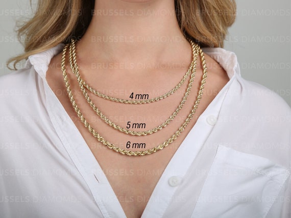 10K Gold 18 - 24 inch Hollow Rope Chain Necklace | One Size | Necklaces + Pendants Chain Necklaces