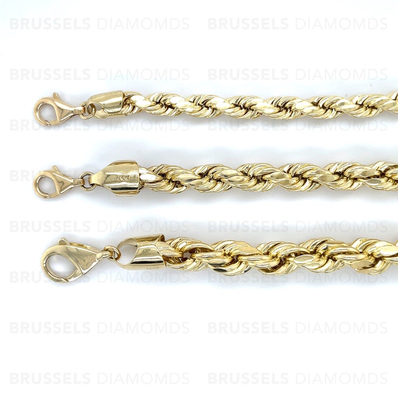 10K Real Yellow Gold Rope Chain Necklace, 7MM 8MM 9MM Thick, 18" 20" 22" 24" 26" 28" 30" Inch, Real Gold Chain, Diamond Cut Chain, Men Women image 7