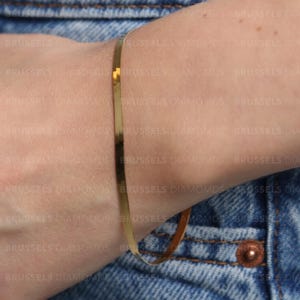 10K Solid Yellow Gold Herringbone Bracelet, 3MM Thick, 7&quot;, Real Gold Herringbone, Real Gold Bracelet, Women