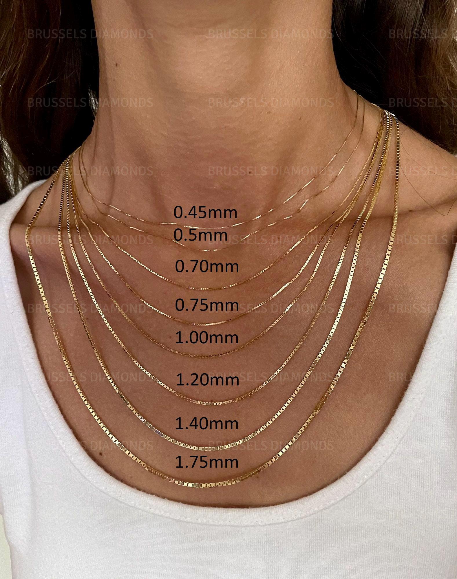14K Solid Yellow Gold Box Chain Necklace, 0.5MM - 1.7MM Thick, 16"-30" Inch, REAL Gold Chain, SOLID Gold Box Chain, Chain For Pendant, Women