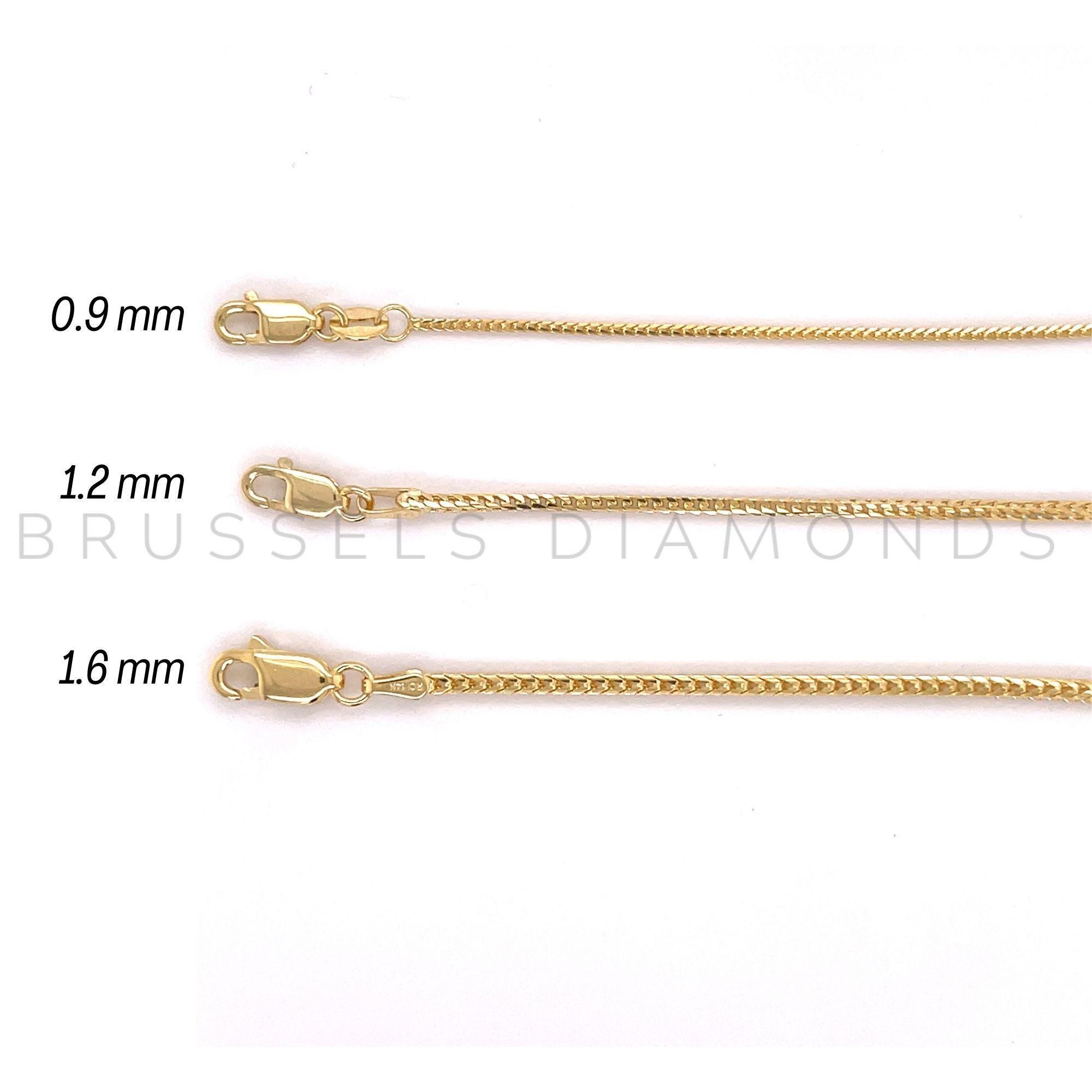 Catena Oro Giallo 14k A Scatola - 1mm Di Spessore - Lunghezze Da 40 A 76 Cm - Vero Oro Massiccio Con Chiusura A Moschettone