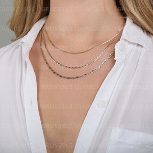 Collana con catena a specchio tricolore in oro massiccio 10 carati, 2,1 mm, 2,6 mm, 3,3 mm di spessore, 16", 18", 20", 22", 24", oro vero, catena Valentino, tricolore, da donna immagine 2