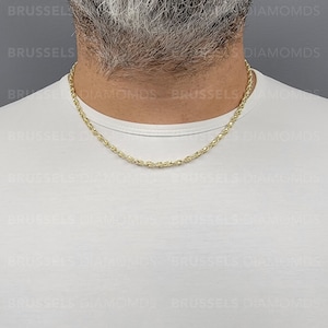 10K SOLID Yellow Gold Turkish Rope Chain Necklace, 2.5MM 3MM 3.5MM 4 ...