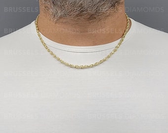 10K SOLID Yellow Gold Turkish Rope Chain Necklace, 2.5MM 3MM 3.5MM 4.5MM Thick, 16" 18" 20" 22" 24" 26" Inch, REAL Gold Chain, Men Women