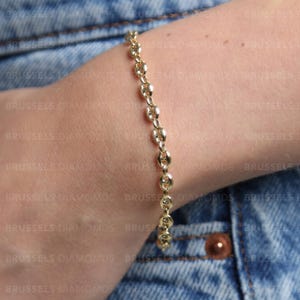 14K Real Yellow Gold Mariner Anchor Bracelet, 4.7mm Thick 6" 7" Inch, REAL Gold Bracelet, Puffed Mariner Bracelet, Women Bracelet, Women