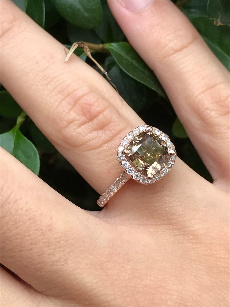 2.08 CT CHOCOLATE DIAMOND Engagement Ring 14K Rose Gold Etsy