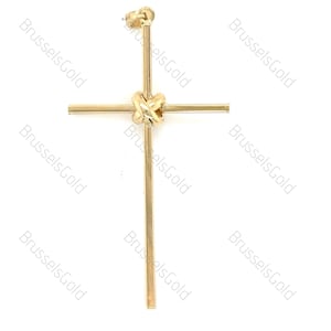 14K real Yellow Gold Cross Pendant, 35 x 25 mm, Thin Cross Pendant, Real Gold Pendant, Knot And Cross, Real Gold