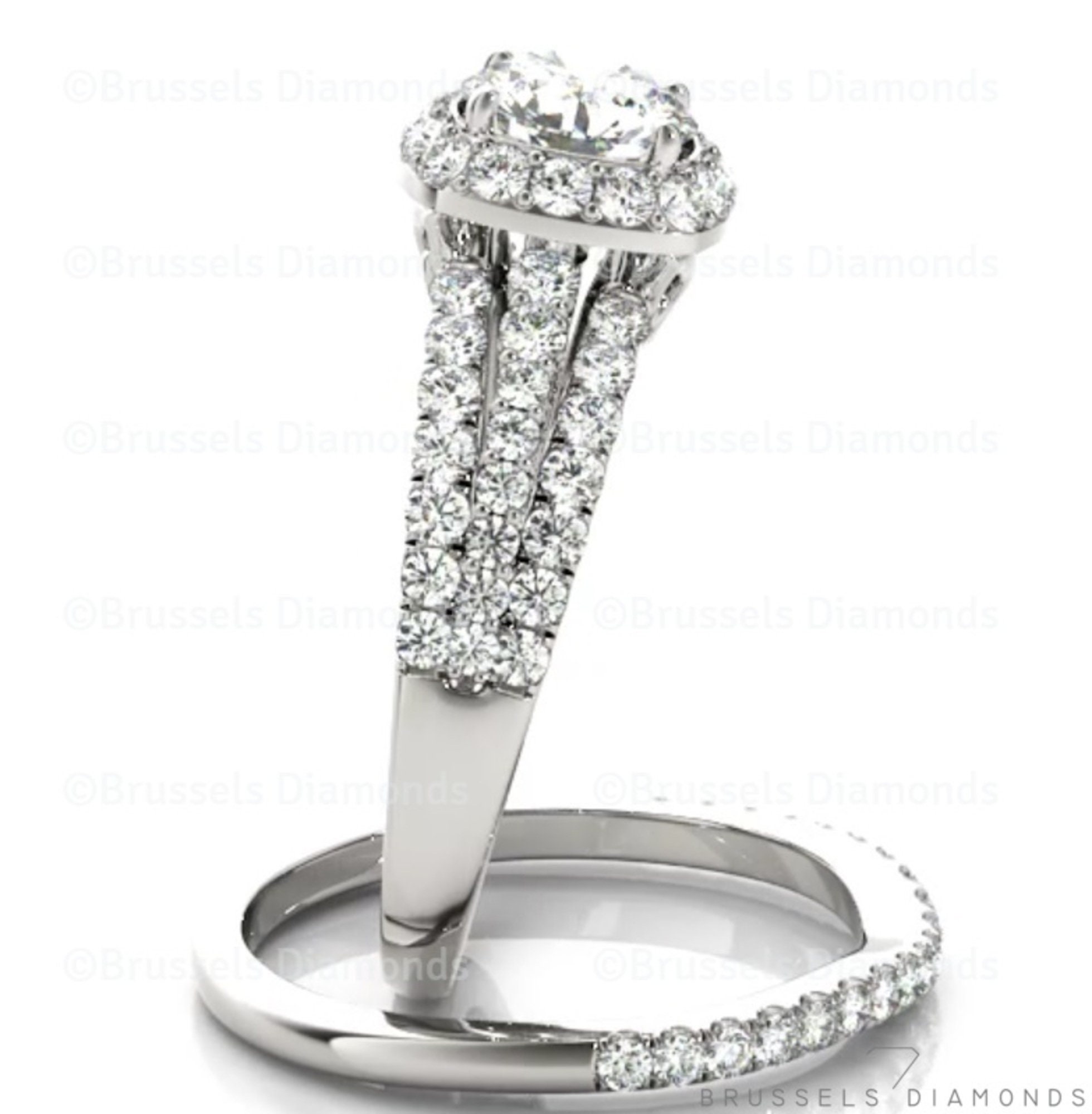 1.90 Ct Triple Split Shank Engagement Ring Natural Diamond Etsy