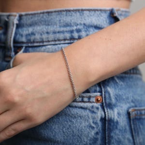 14K Real White Gold Round Link Bracelet, 2.5mm Thick, 7&quot; Inch, Real Gold Bracelet, 14K Bracelet, Birthday Gift, Women