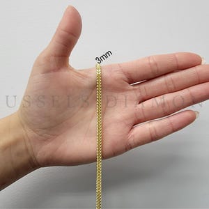 14K Real Yellow Gold Chain Necklace, Franco Chain Necklace, Gifts for Her, 3MM Thick, 18&quot; 20&quot; 24&quot; long, Chain For Pendant, Women