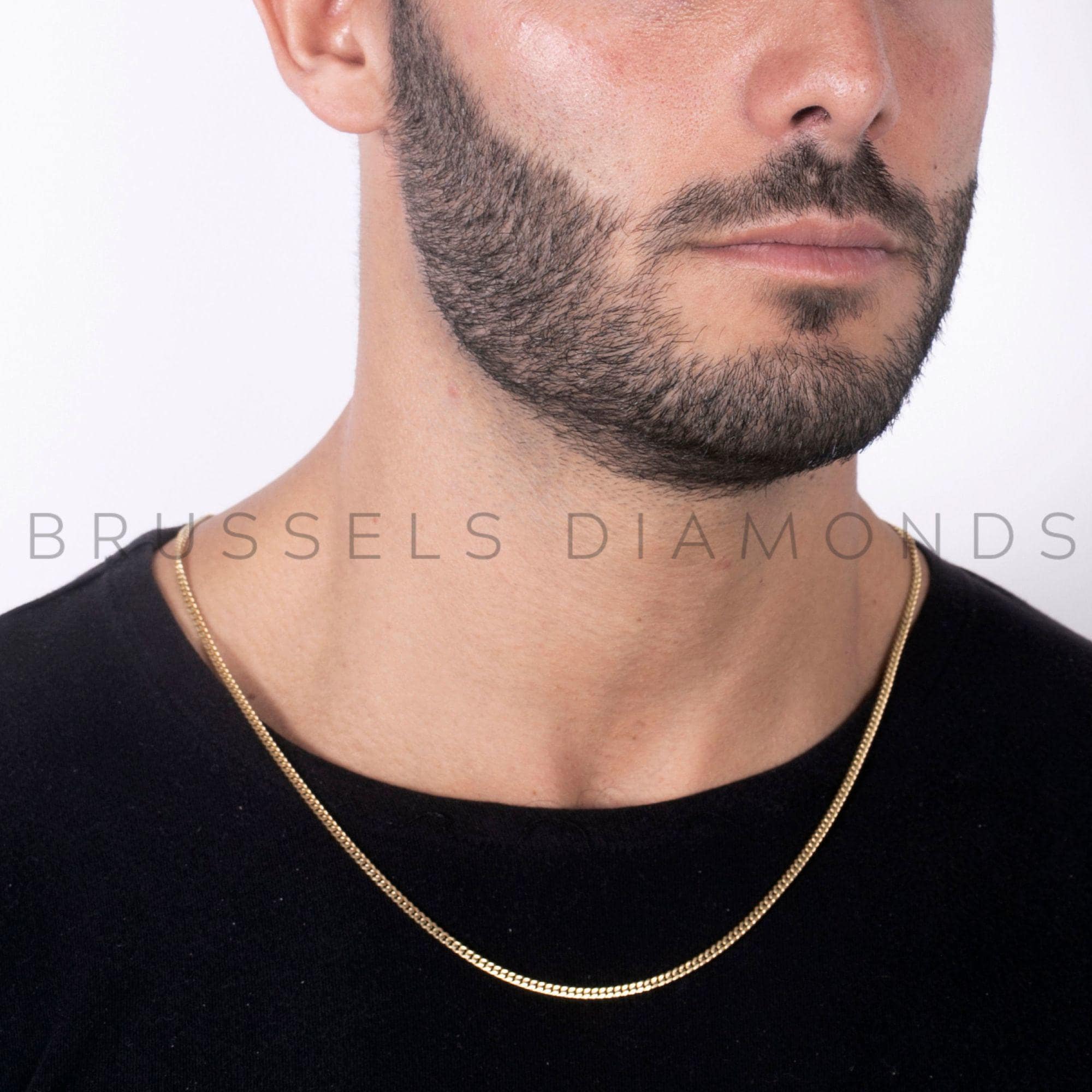 14K SOLID Yellow Gold Gourmette Chain Necklace, 3MM Thick, 18" 20" 22" 24" 30" Inch, Real Gold Chain, Solid Gold Links, Miami Chain, Men