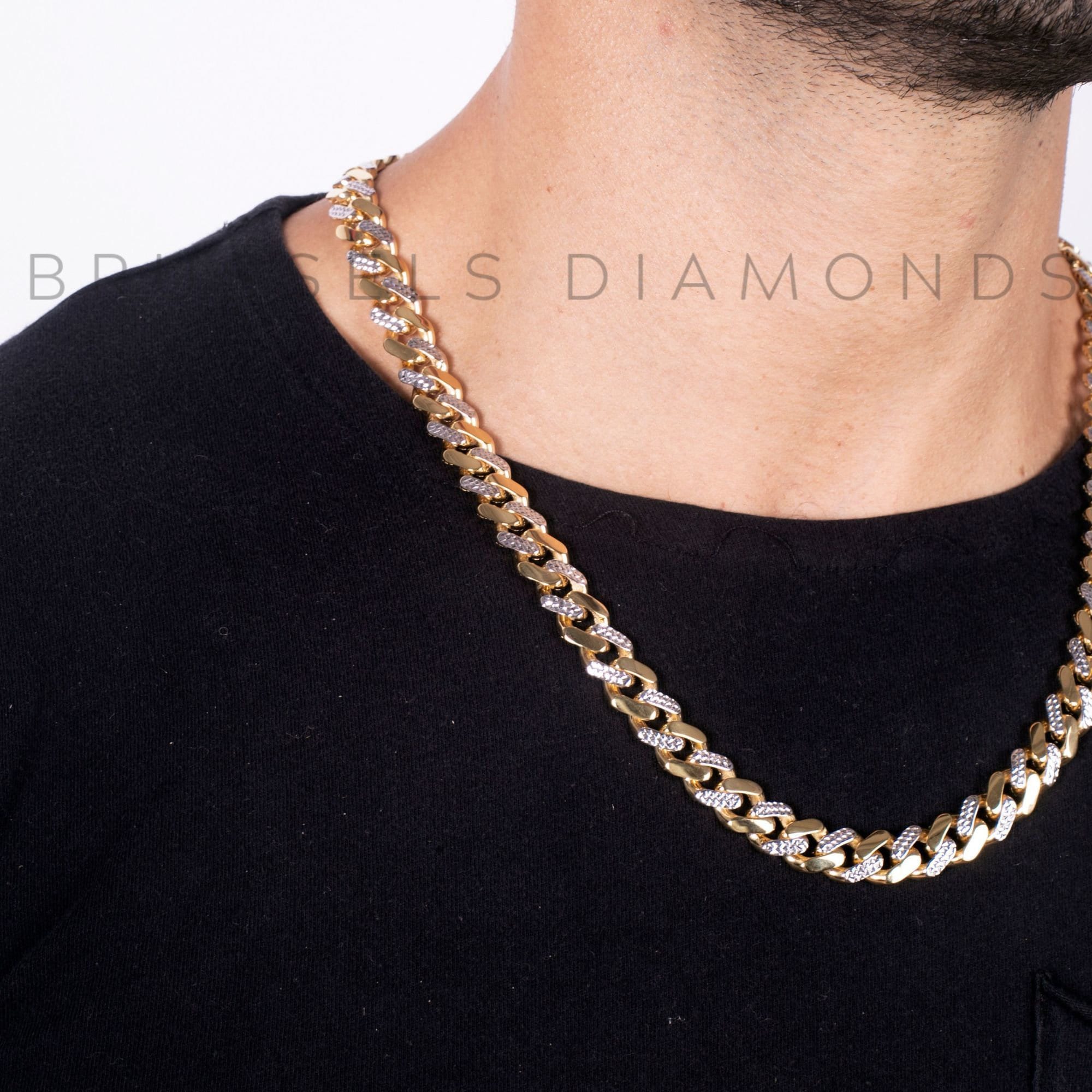 Catena Cubana Miami In Argento Sterling 925: Collana Placcata Oro - Foto 2