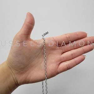 14K Real White Gold Oval Link Chain Necklace, 3.2MM Thick, 18&quot; Long, Real White Gold Chain, Rolo Link Chain, Women Gold Chain, Women