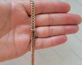 14K Solid Rose Gold Miami Cuban Chain Necklace, 6.1MM Thick, 22&quot; 24&quot; 26&quot; Inch, Real Gold Chain, SOLID GOLD LINKS, Men