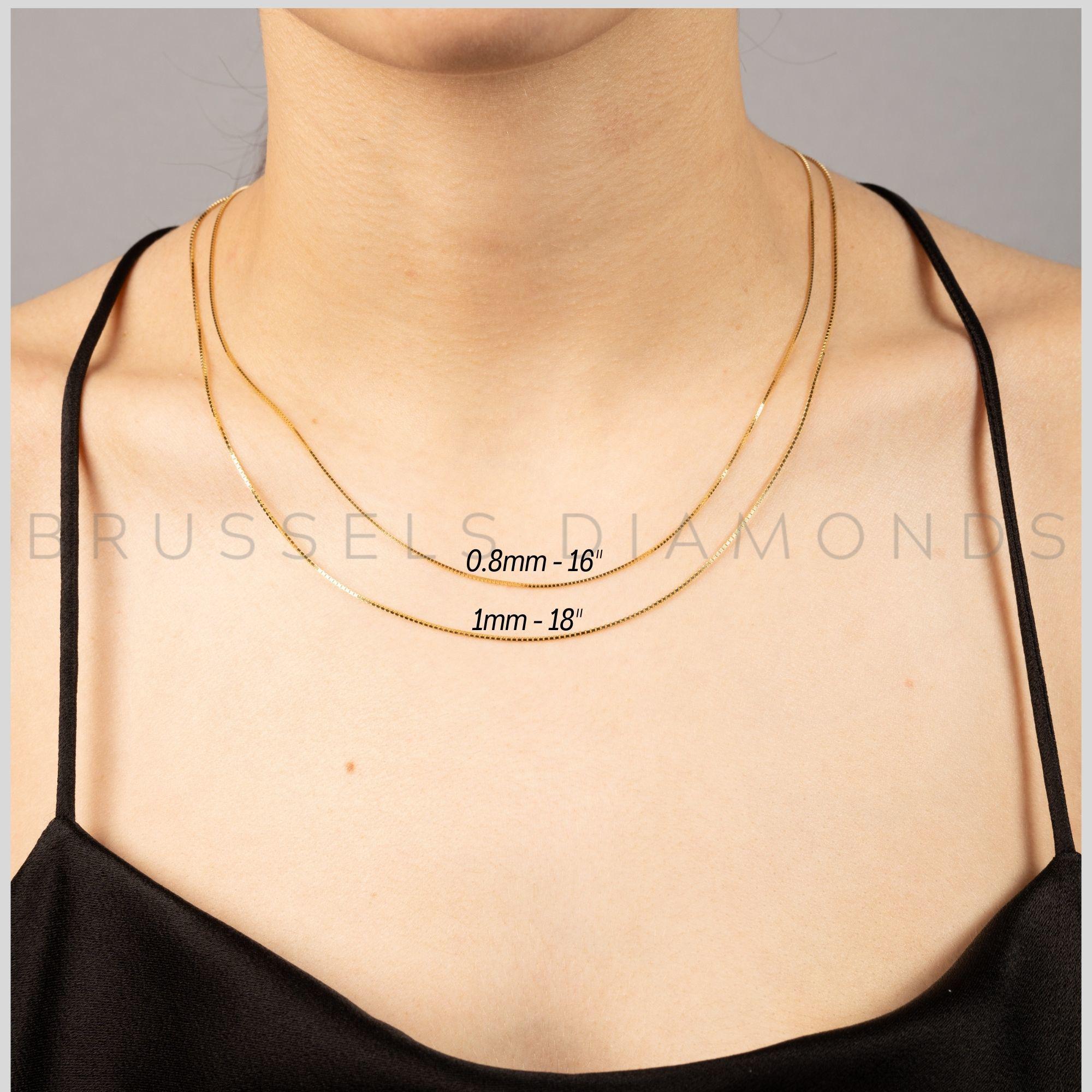10K Solid Yellow Gold Box Chain Necklace, 0.8MM 1MM 1.4MM Thick, 16" 18" 20" 22" 24" 30", Real Gold Chain, Chain For Pendant