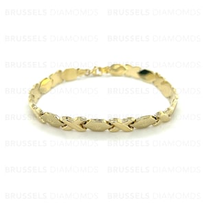 10K Yellow Gold Hugs And Kisses XOXO Stampato Bracelet 7&quot; 8&quot; Inch, Real Gold Bracelet, Women Gold Bracelet, Ladies Bracelet, Women