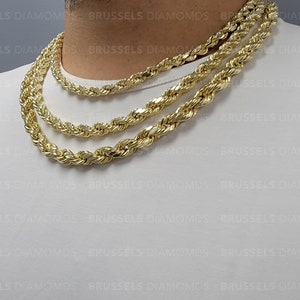 10K Real Yellow Gold Rope Chain Necklace, 7MM 8MM 9MM Thick, 18" 20" 22" 24" 26" 28" 30" Inch, Real Gold Chain, Diamond Cut Chain, Men Women image 4