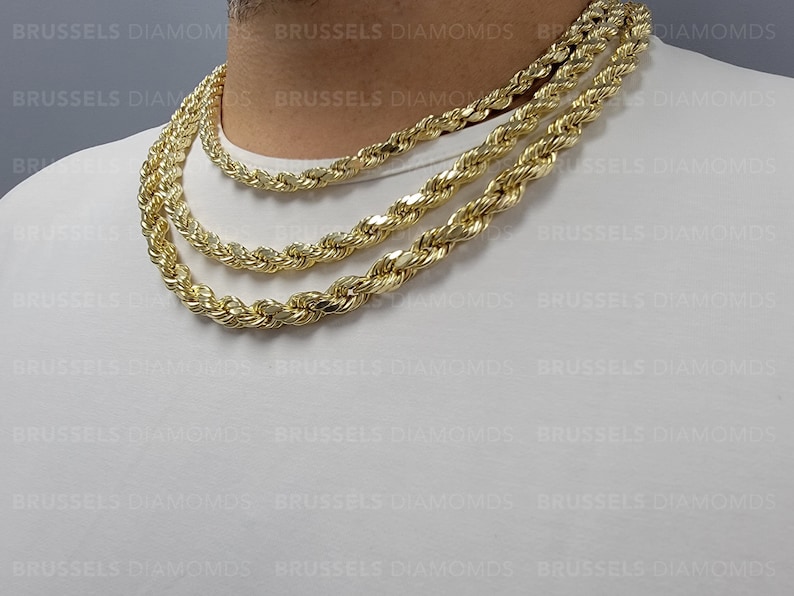 10K Real Yellow Gold Rope Chain Necklace, 7MM 8MM 9MM Thick, 18" 20" 22" 24" 26" 28" 30" Inch, Real Gold Chain, Diamond Cut Chain, Men Women image 4