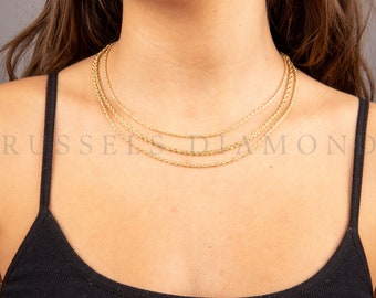 10k Gold Rope Chain Necklace, 2mm-2.5mm Thick, 16" 18" 20" 22" 24", Real Gold Chain, Diamond Cut Chain, Women