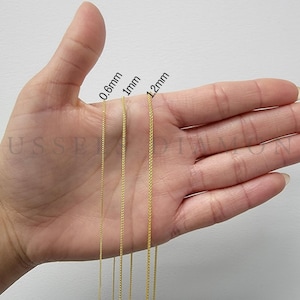 14K SOLID Yellow Gold Chain Necklace, 16&quot; - 30&quot; Inch, 0.6mm-1.2mm Thick, Wheat Chain Necklace, REAL Gold Chain, Chain For Pendant, Women